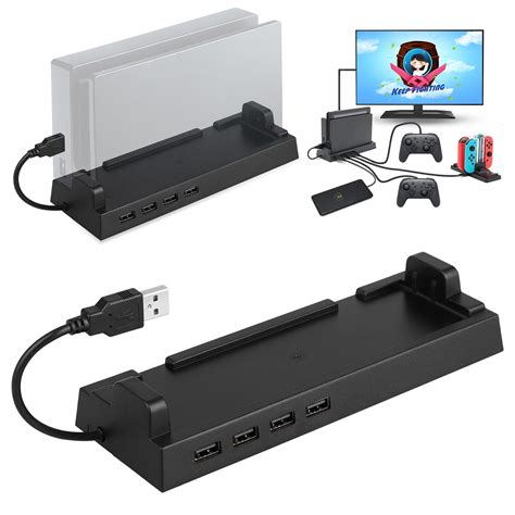 USB Hub Dock for Nintendo Switch Multi-port USB 2.0 Data Transmission Base with 4 Output Ports ...