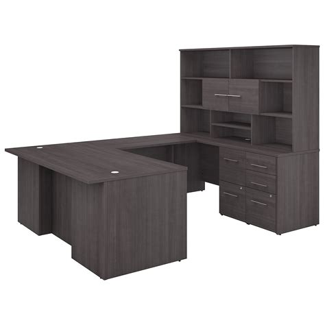 OF5003SGSU Bush Business Furniture Office 500 72W U Shaped Executive Desk with Drawers & Hutch ...