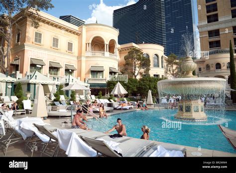 The swimming pools at the Bellagio Hotel, Las Vegas USA Stock Photo - Alamy