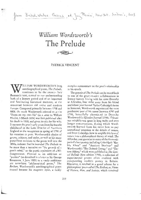 William Wordsworth's The Prelude | Patrick H Vincent - Academia.edu