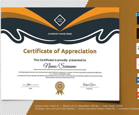 Printable of Appreciation Certificate Template #104735