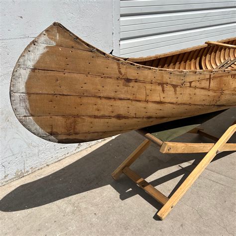 16 Foot Wood Canoe on Stand – Antiquities Warehouse