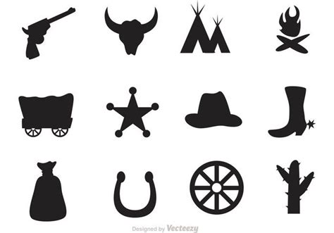 Silhouette Wild West Icons Vector | Wild west activities, Free ...