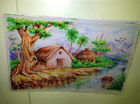 Portrait Tips: Painting using crayons-Landscape