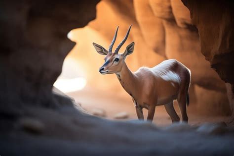 Premium Photo | Antelope in the shadow of a rock formation