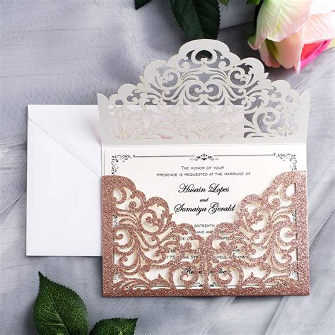 Buy 20 Pcs Laser Cut Wedding Invitation Card with Envelope for Wedding ...