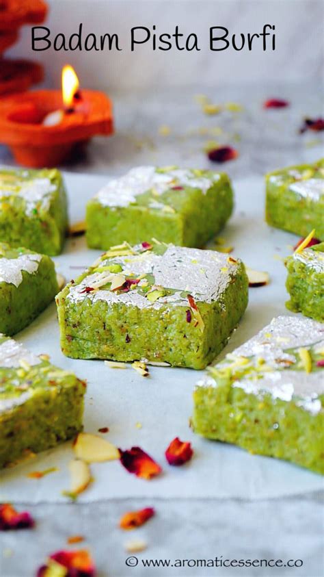 Badam Pista Burfi Recipe | Almond & Pistachio Fudge - Aromatic Essence