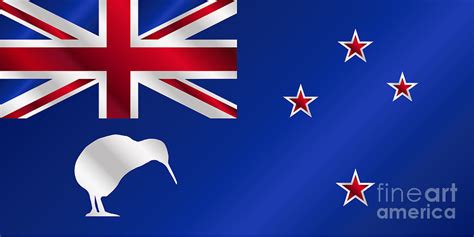 New Zealand Flag With Kiwi Gloss Digital Art by Bigalbaloo Stock - Pixels