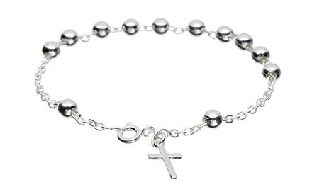 Sterling Silver Rosary Bracelet | Groupon