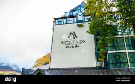 Hotel Union in Geiranger fjord in Norway Stock Photo - Alamy