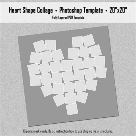 Template Heart Shape Printable Collage - Printable Templates