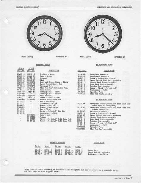 Clock & Watch Parts Catalog Section Page: 1950 General Electric Clocks ...