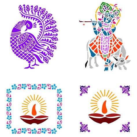 Buy Solobolo Rangoli Stencils with Rangoli Colours| Peacock Rangoli ...