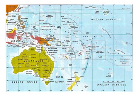 Mapa de Oceanía | Político | Físico | Mudo | Con Nombres | Mapamundi