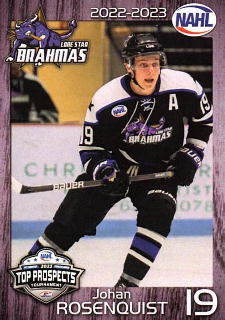 2022-23 LONE STAR Brahmas Hockey Johan Rosenquist Trading Card NAHL $5.00 - PicClick