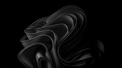 Windows 11 Wallpaper 4K, Black abstract, Stock