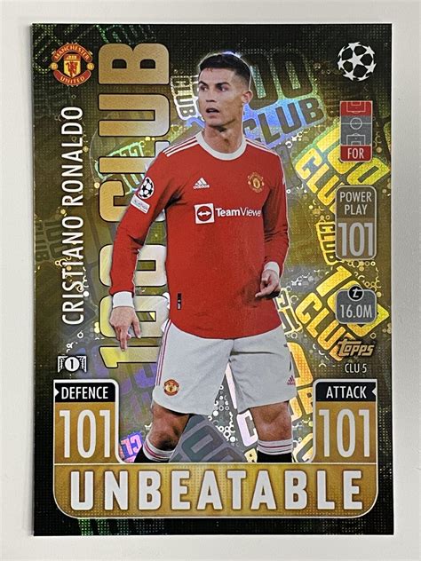 CLU5 Cristiano Ronaldo Manchester United 100 Club Topps Match Attax Extra 2021/22 Card - Solve ...