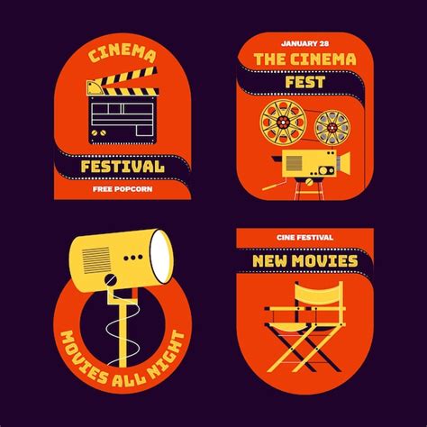 Free Vector | Flat design cinema festival label collection