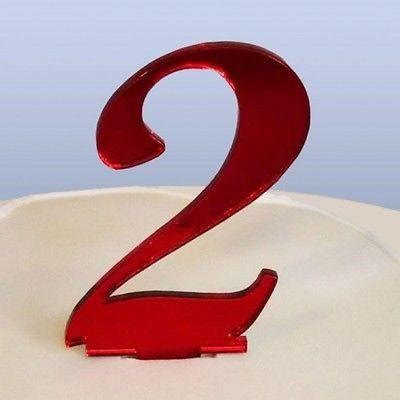 Script Number 2 Cake Topper - Red Mirror | NineLife - Singapore
