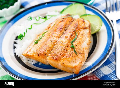 Baked salmon with rice Stock Photo - Alamy