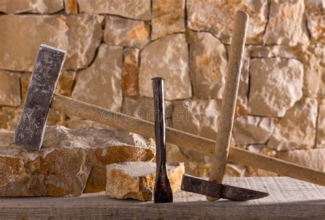 Hammer Tools of Stonecutter Masonry Work Stock Photo - Image of fort ...