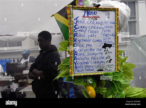 Caribbean food at Notting Hill Carnival 2008 Stock Photo - Alamy