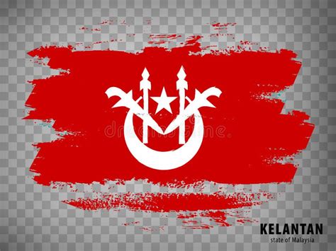 Flag of Kelantan from Brush Strokes. Flag State Kelantan of Malaysia with Title on Transparent ...