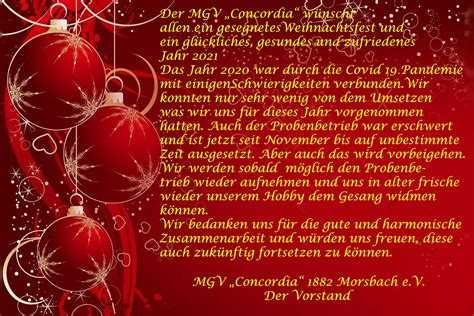 Weihnachtsgrüße - MGV „Concordia“ 1882 Morsbach e.V.