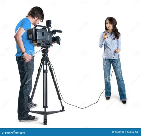 TV Reporter Presenting the News in Studio Stock Image - Image of camera ...