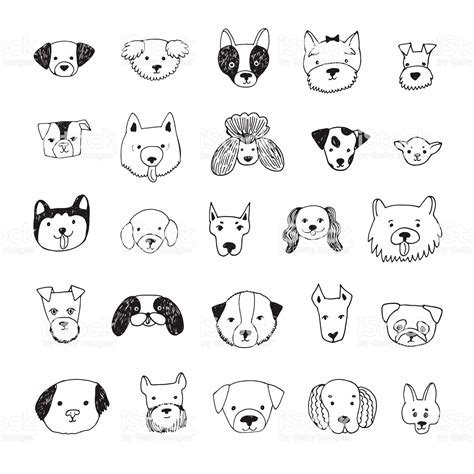 dog face cartoon vector doodle hand drawn illustrations set | Dog line drawing, Cartoon dog ...