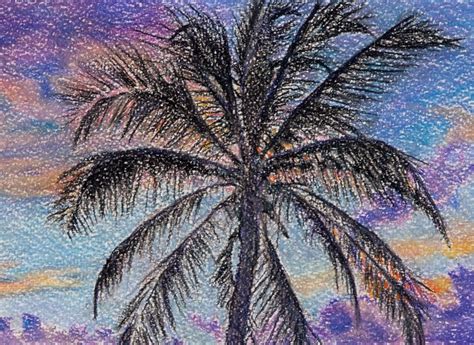 Sunrise and Palm Tree Original Tropical Beach Painting | Etsy