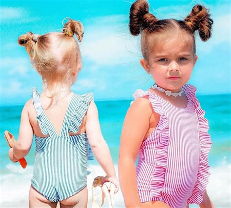 Ruffle striped baby Girl Swimsuit Toddler Kid Baby Girls Swimwear Swimsuit Bikini Set Bathing ...