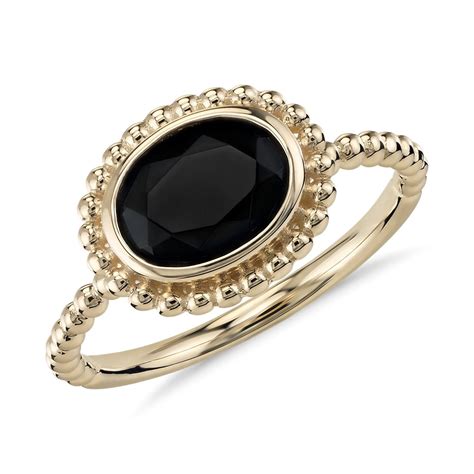 Black Onyx Beaded Ring in 14k Yellow Gold (8x6mm) | Blue Nile