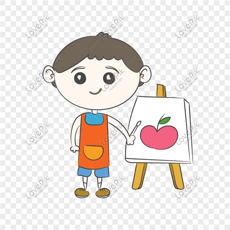 Cartoon Hand Drawn Learning Drawing Little Boy Png Image Picture Free ...