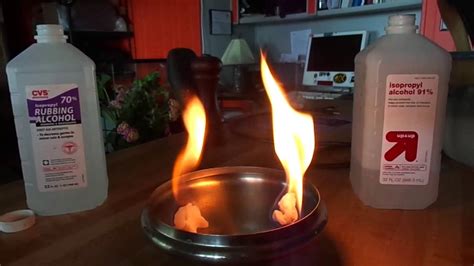 Burn Test - 91% Isopropyl alcohol vs. 70% Isopropyl alcohol as Fire Dance Fuel - YouTube