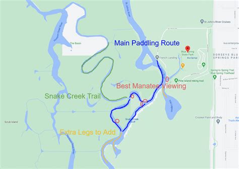 Paddling Routes at Blue Spring State Park - 2TravelDads