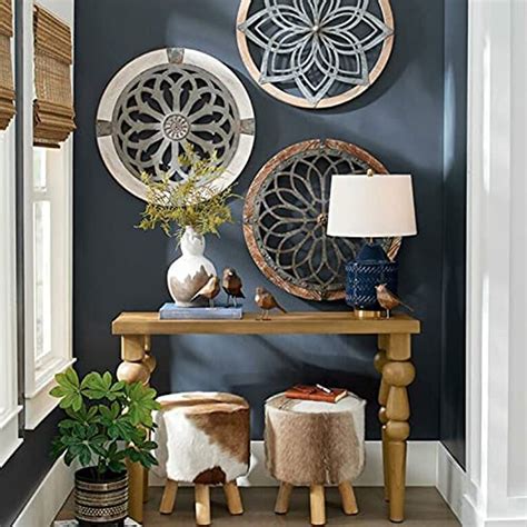 CSHU, Heritage Round Wall Art, Metal Decorative Wall Medallions, Hand-Made wooden hanging Wall ...