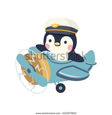 Penguin Pilot Flying Plane Cartoon Stock Vector (Royalty Free ...