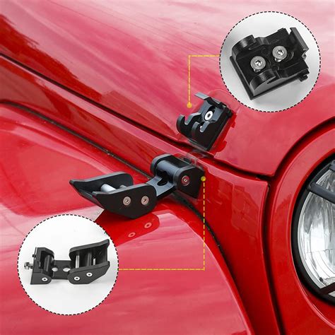 Black Stainless Steel Latch Locking Hood Catch Kit For 2007-2018 Jeep Wrangler JK JKU – youstar ...