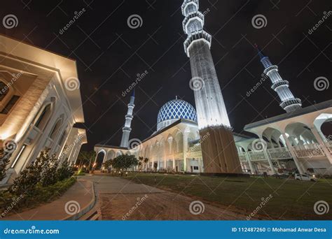 A Night View at Blue Mosque, Shah Alam, Malaysia. Stock Photo - Image ...