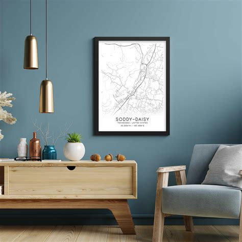 Soddy-Daisy Tennessee Map Poster, Modern Home Decor Wall Art Print ...