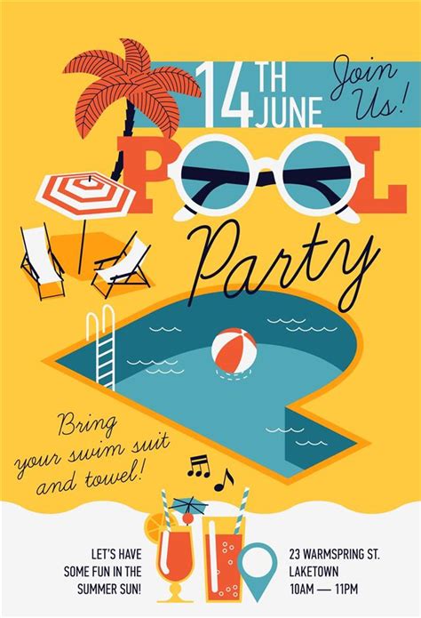 Try These Cool Attention Grabbing Homemade Pool Party Invitations - Party Joys