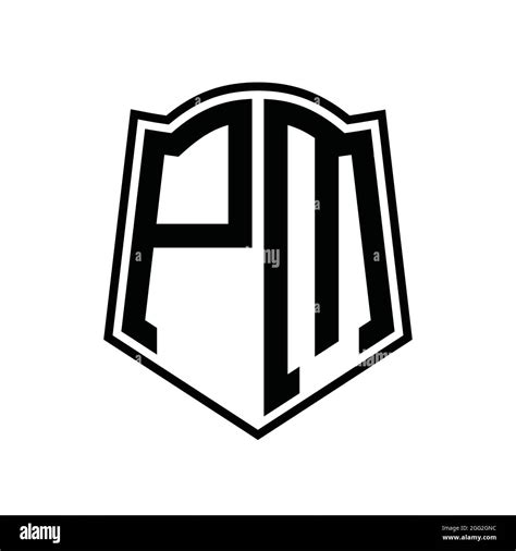 PM Logo monogram with shield shape outline design template isolated in ...