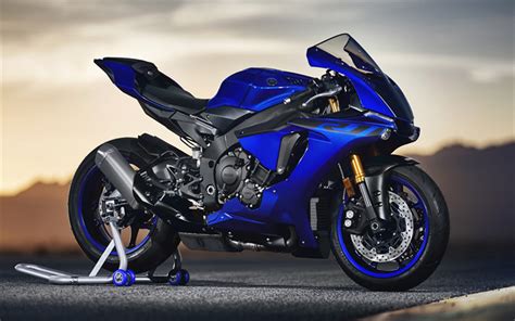 Download wallpapers Yamaha YZF-R1, 2019, blue sports bike, new blue YZF-R1, japanese motorcycles ...