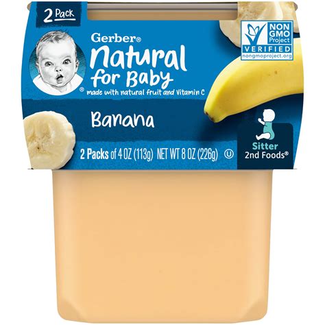 Gerber 2nd Foods Natural for Baby Baby Food, Banana, 4 oz Tubs (2 Pack) - Walmart.com