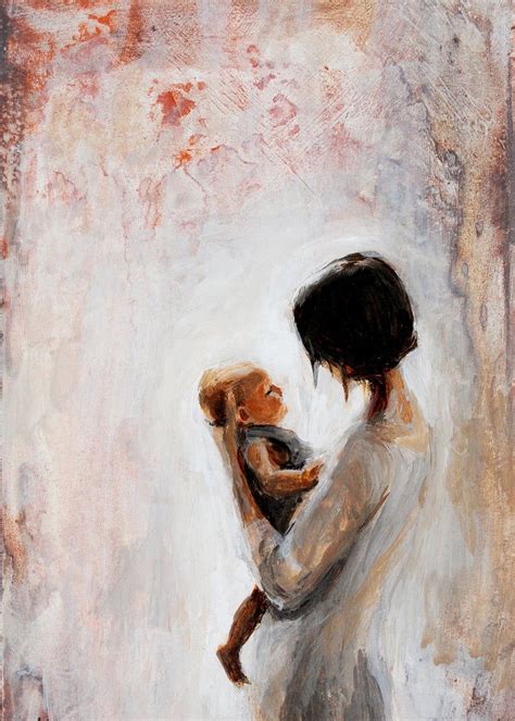 Original Oil Painting, Art Painting, Watercolor Painting, Mother And Child Painting, Mother And ...