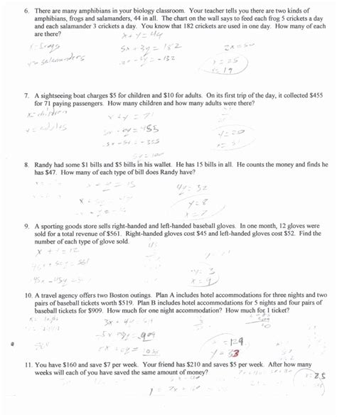 50 Substitution Method Worksheet Answer Key