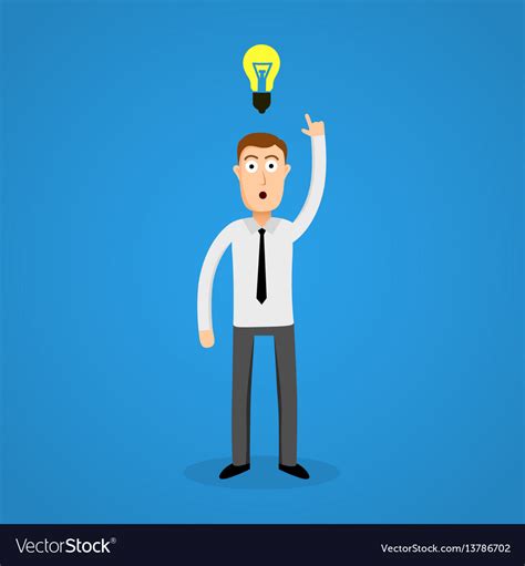 Clever business man and idea bulb Royalty Free Vector Image