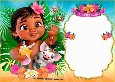 Baby Moana Invitation Template Free Of Free Moana Birthday Invitation ...