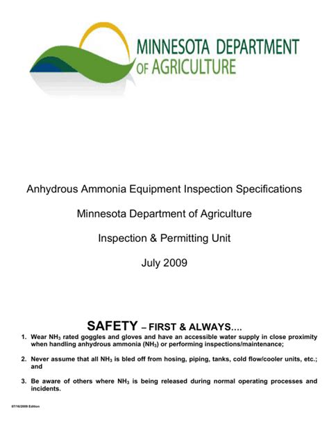 Anhydrous Ammonia Equipment Inspection Specifications